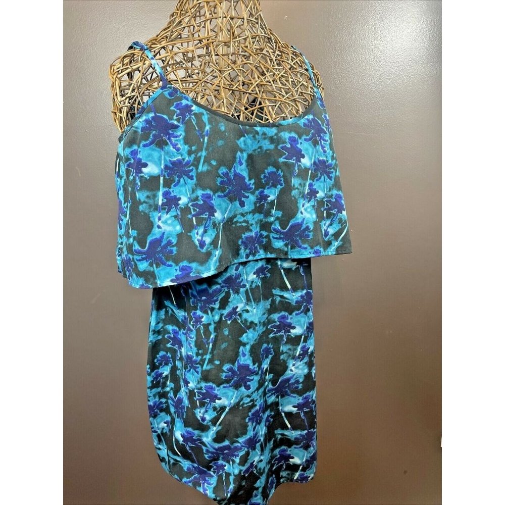 Sanctuary Women's Floral Spring Fling Sleeveless Ruffle Dress Shift Sz L Chiffon